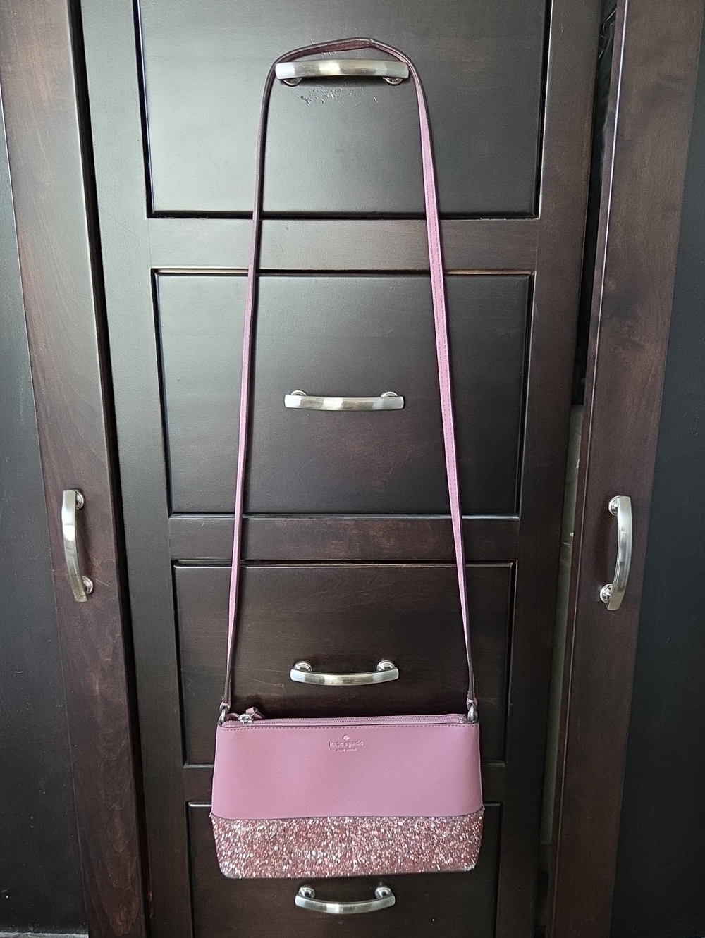 Kate Spade Greta Court Ramey Crossbody Bag - Dusty Peony Pink Glitter